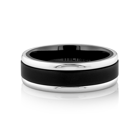 7mm Ring in 10kt White Gold & Black Titanium 7mm Ring in 10kt White Gold & Black Titanium