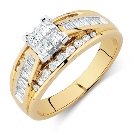 Engagement Ring with 1 Carat TW of Diamonds in 14ct Yellow & White Gold Engagement Ring with 1 Carat TW of Diamonds in 14ct Yellow & White Gold