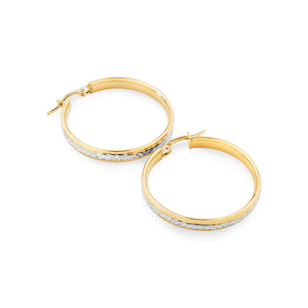 Two Tone Hoop Earrings in 10kt Yellow Gold & White Gold Two Tone Hoop Earrings in 10kt Yellow Gold & White Gold
