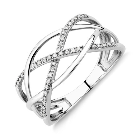 Crossover Ring with Diamonds in 10kt White Gold Crossover Ring with Diamonds in 10kt White Gold