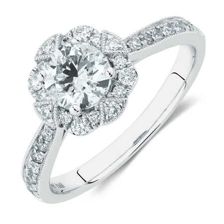 Engagement Ring With 1.03 Carat TW Of Diamonds In 14ct White Gold Engagement Ring With 1.03 Carat TW Of Diamonds In 14ct White Gold