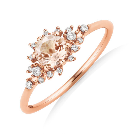 Ring with Morganite & 0.10 Carat TW of Diamonds in 10kt Rose Gold Ring with Morganite & 0.10 Carat TW of Diamonds in 10kt Rose Gold
