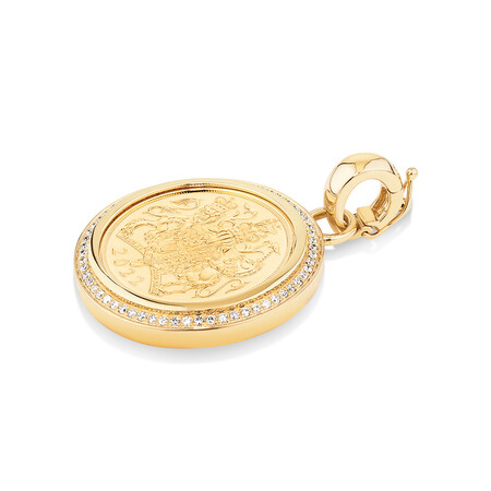 Full Sovereign Pendant with 0.30 Carat TW of Diamonds in 10kt & 22kt Yellow Gold Full Sovereign Pendant with 0.30 Carat TW of Diamonds in 10kt & 22kt Yellow Gold