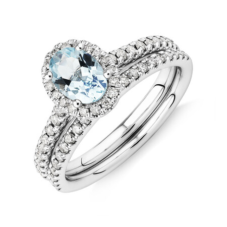 Bridal Set with 0.50 Carat TW of Diamonds & Aquamarine in 14kt White Gold Bridal Set with 0.50 Carat TW of Diamonds & Aquamarine in 14kt White Gold