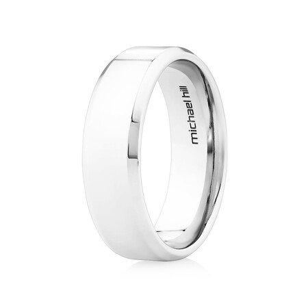 7mm Flat Bevelled Wedding Band in 10kt White Gold 7mm Flat Bevelled Wedding Band in 10kt White Gold