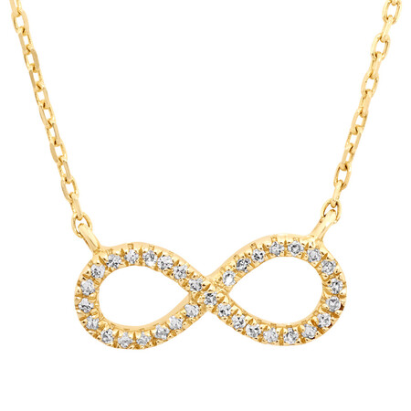 Infinity Necklace with Diamonds in 10ct Yellow Gold Infinity Necklace with Diamonds in 10ct Yellow Gold
