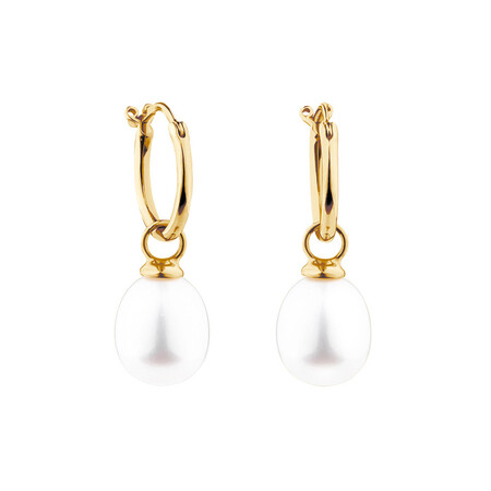 Hoop Earrings with Cultured Freshwater Pearls in 10kt Yellow Gold Hoop Earrings with Cultured Freshwater Pearls in 10kt Yellow Gold