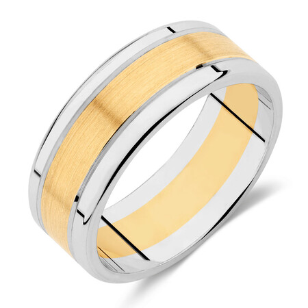 Men's Wedding Band in 10ct Yellow & White Gold Men's Wedding Band in 10ct Yellow & White Gold