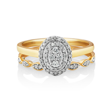 Evermore Double Halo Bridal Set with 0.25 Carat TW of Diamonds in 10ct Yellow & White Gold Evermore Double Halo Bridal Set with 0.25 Carat TW of Diamonds in 10ct Yellow & White Gold