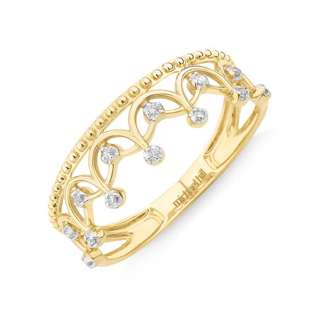 Crown Ring With Diamonds In 10kt Yellow Gold Crown Ring With Diamonds In 10kt Yellow Gold