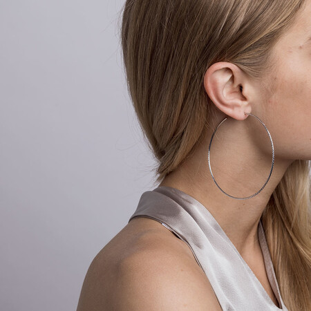 72mm Hoop Earrings in Sterling Silver 72mm Hoop Earrings in Sterling Silver
