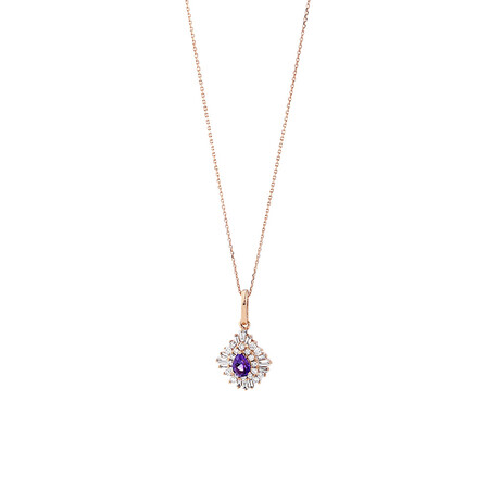 Ballerina Pendant with Amethyst & 0.25 Carat TW of Diamonds in 10ct Rose Gold Ballerina Pendant with Amethyst & 0.25 Carat TW of Diamonds in 10ct Rose Gold