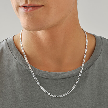 55cm (22") 4mm-4.5mm Width Curb Chain in Sterling Silver 55cm (22") 4mm-4.5mm Width Curb Chain in Sterling Silver