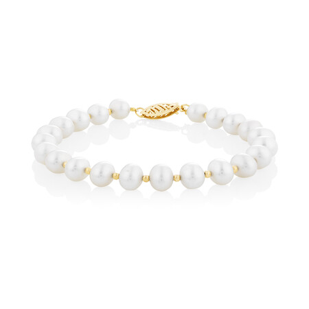 Pearl bracelet in 10kt Yellow Gold