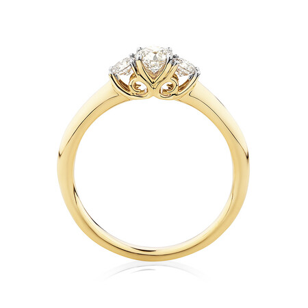 Three Stone Engagement Ring with 0.50 Carat TW of Diamonds in 10kt Yellow Gold Three Stone Engagement Ring with 0.50 Carat TW of Diamonds in 10kt Yellow Gold