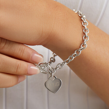 Heart Belcher Bracelet in Sterling Silver Heart Belcher Bracelet in Sterling Silver