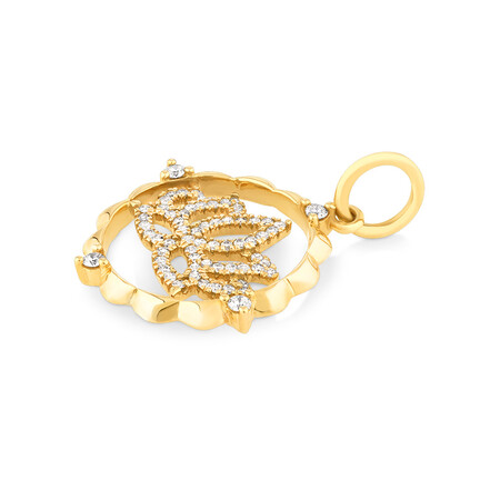 Lotus Talisman Pendant with 0.15 Carat of Diamonds in 10ct Yellow Gold Lotus Talisman Pendant with 0.15 Carat of Diamonds in 10ct Yellow Gold
