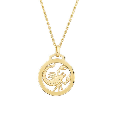 Scorpio Zodiac Pendant with Chain in 10ct Yellow Gold Scorpio Zodiac Pendant with Chain in 10ct Yellow Gold