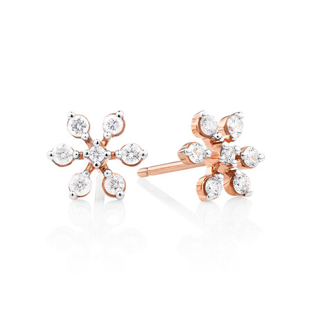 Flower Stud Earrings with 0.22 Carat TW of Diamonds in 10kt Rose Gold