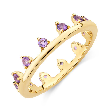 Zipper Ring with Natural Amethyst in 10ct Yellow Gold Zipper Ring with Natural Amethyst in 10ct Yellow Gold