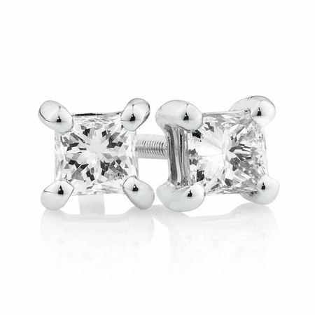 Stud Earrings with 1/2 Carat TW of Diamonds in 14kt White Gold