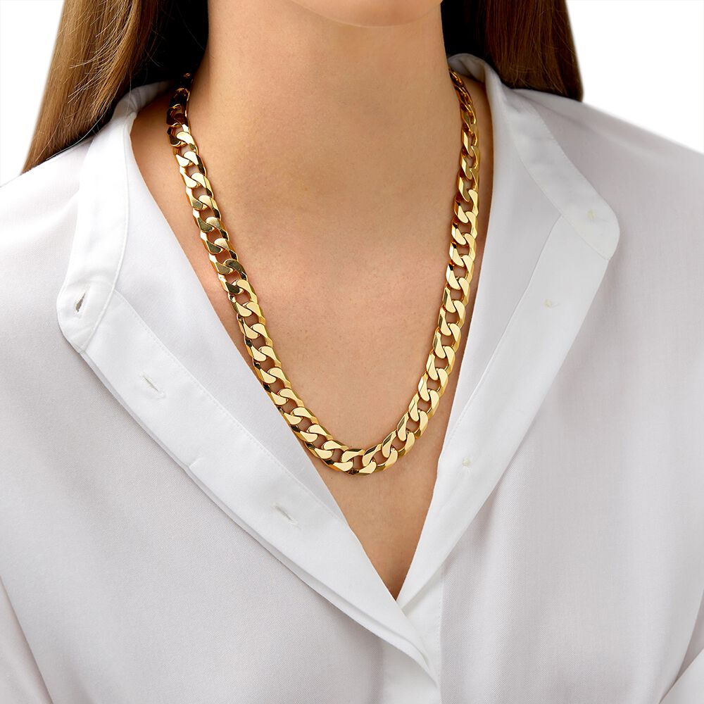 55cm (22") Solid Curb Chain in 10ct Yellow Gold