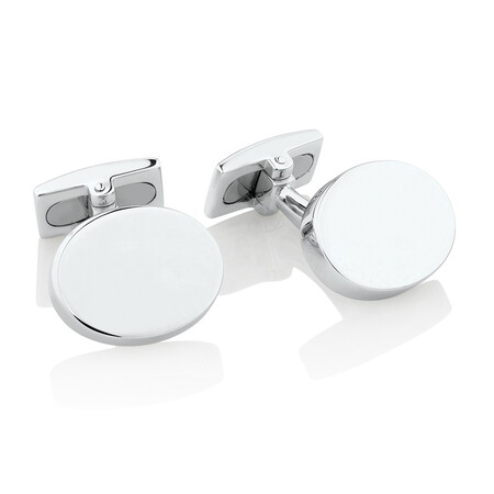 Plain Oval Cufflinks in Sterling Silver Plain Oval Cufflinks in Sterling Silver