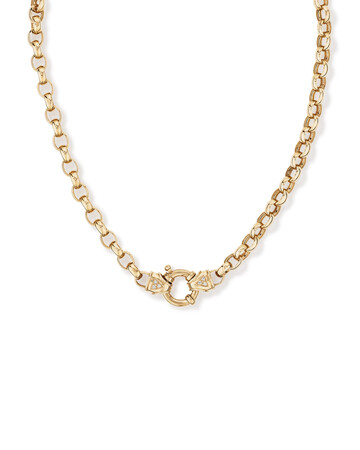 45cm (18") 7mm-7.5mm Width Diamond Set Solid Belcher Chain in 10kt Yellow Gold 45cm (18") 7mm-7.5mm Width Diamond Set Solid Belcher Chain in 10kt Yellow Gold