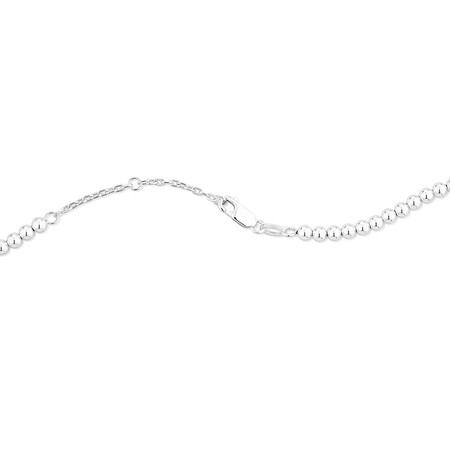 45cm (18") Engravable Heart Bead Necklace in Sterling Silver 45cm (18") Engravable Heart Bead Necklace in Sterling Silver