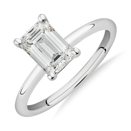 1.50 Carat Emerald Cut Laboratory-Created Diamond Ring In 14kt White Gold 1.50 Carat Emerald Cut Laboratory-Created Diamond Ring In 14kt White Gold