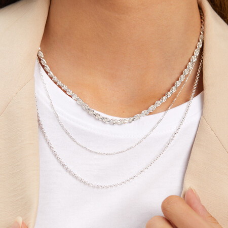 45cm (18") 3.5mm-4mm Width Rope Chain in Sterling Silver 45cm (18") 3.5mm-4mm Width Rope Chain in Sterling Silver