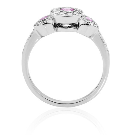 Ring with Pink Sapphire & 1/4 Carat TW of Diamonds in 10ct White Gold Ring with Pink Sapphire & 1/4 Carat TW of Diamonds in 10ct White Gold