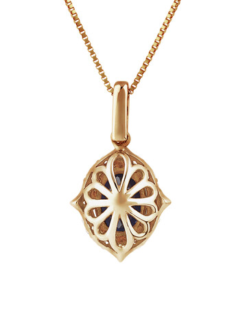 Pendant with Laboratory Created Sapphire & Natural Diamonds in 10kt Yellow Gold Pendant with Laboratory Created Sapphire & Natural Diamonds in 10kt Yellow Gold