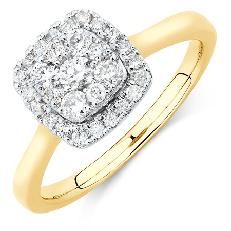 Engagement Ring with 1/2 Carat TW of Diamonds in 10ct Yellow & White Gold Engagement Ring with 1/2 Carat TW of Diamonds in 10ct Yellow & White Gold