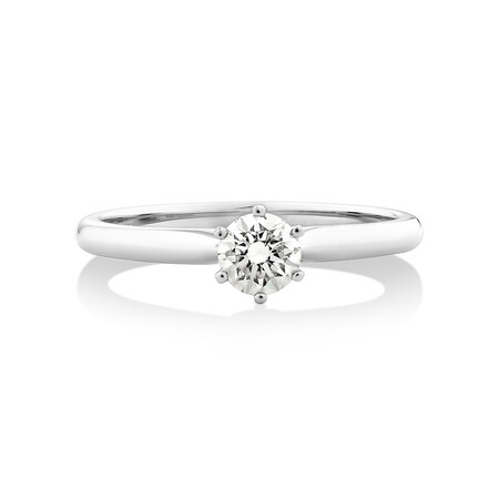 Certified Solitaire Engagement Ring with a 0.34 Carat TW Diamond in 18kt White Gold Certified Solitaire Engagement Ring with a 0.34 Carat TW Diamond in 18kt White Gold