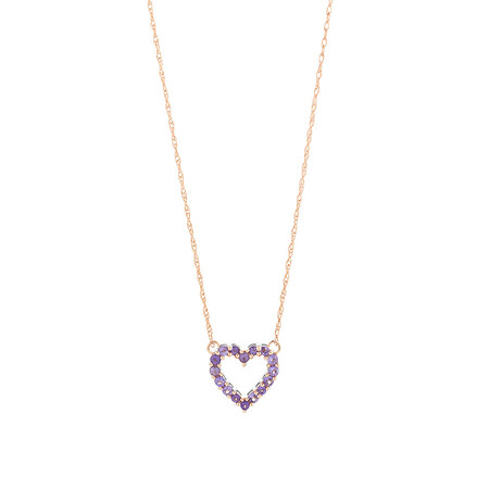 Heart Necklace with Amethyst in 10ct Rose Gold Heart Necklace with Amethyst in 10ct Rose Gold