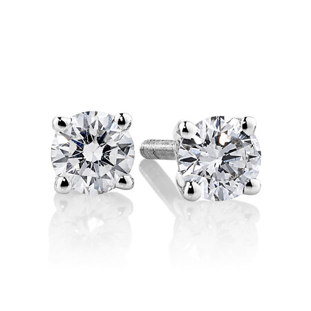 Stud Earrings with 0.34 Carat TW of Diamonds in 14kt White Gold