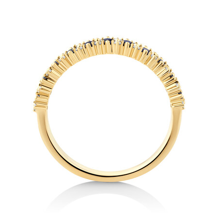 Ring with Sapphire & 0.12 Carat TW of Diamonds in 10kt Yellow Gold Ring with Sapphire & 0.12 Carat TW of Diamonds in 10kt Yellow Gold
