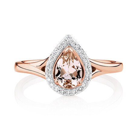 Ring with Morganite & Diamonds in 10kt Rose Gold Ring with Morganite & Diamonds in 10kt Rose Gold