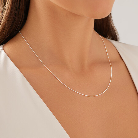 50cm (20") 1mm Width Box Chain in Sterling Silver 50cm (20") 1mm Width Box Chain in Sterling Silver