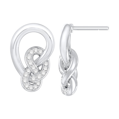Knots Stud Earrings with 0.16 Carat TW of Diamonds in Sterling Silver Knots Stud Earrings with 0.16 Carat TW of Diamonds in Sterling Silver