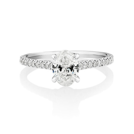 Oval Solitaire Engagement Ring with 1.12ct TW of Diamonds in 14ct White Gold Oval Solitaire Engagement Ring with 1.12ct TW of Diamonds in 14ct White Gold
