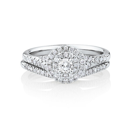 Bridal Set With 0.60 Carat TW of Diamonds In 10ct White Gold Bridal Set With 0.60 Carat TW of Diamonds In 10ct White Gold