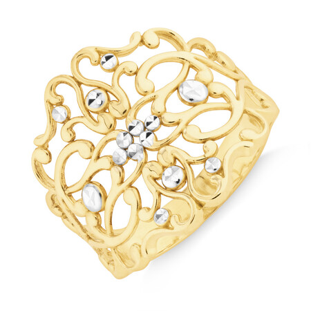 Filigree Ring in 10ct Yellow & White Gold Filigree Ring in 10ct Yellow & White Gold