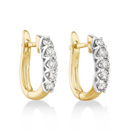 Hoop Earrings with 0.5 Carat TW of Diamonds in 14kt Yellow & White Gold Hoop Earrings with 0.5 Carat TW of Diamonds in 14kt Yellow & White Gold