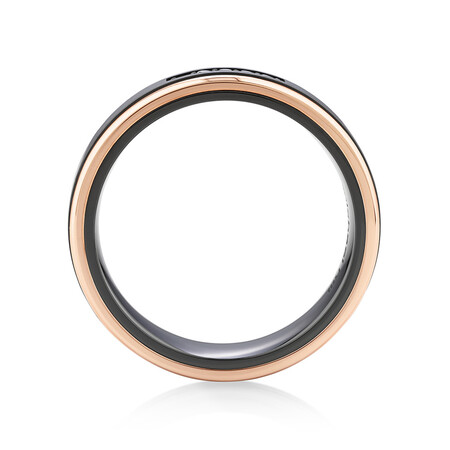 7mm Ring with Enhanced Black Diamonds in 10kt Rose Gold & Black Titanium 7mm Ring with Enhanced Black Diamonds in 10kt Rose Gold & Black Titanium