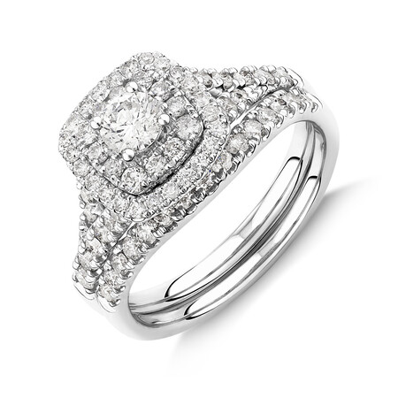 Bridal Set with 1.18 Carat TW of Diamonds in 14ct White Gold Bridal Set with 1.18 Carat TW of Diamonds in 14ct White Gold