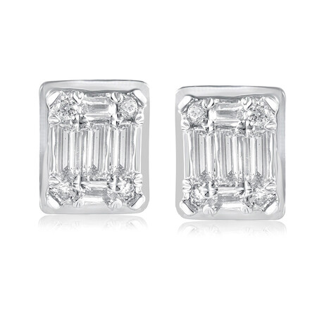 Rectangle Stud Earrings with 0.20 Carat TW of Diamonds in 10ct White Gold Rectangle Stud Earrings with 0.20 Carat TW of Diamonds in 10ct White Gold