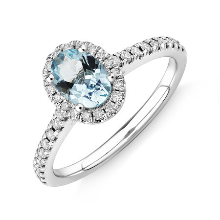 Bridal Set with 0.50 Carat TW of Diamonds & Aquamarine in 14kt White Gold Bridal Set with 0.50 Carat TW of Diamonds & Aquamarine in 14kt White Gold