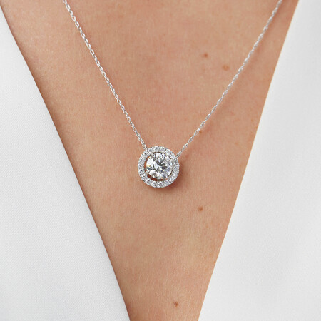 Laboratory-Created 1.25 Carat TW Diamond Necklace in 10ct White Gold Laboratory-Created 1.25 Carat TW Diamond Necklace in 10ct White Gold